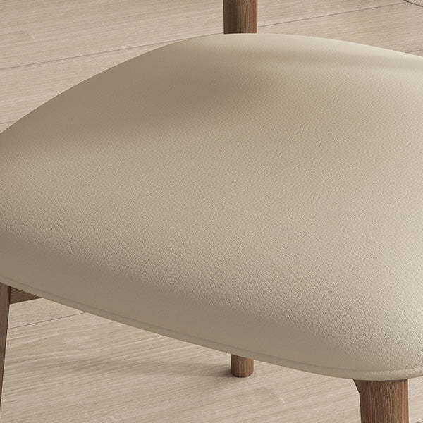 Contemporary Nordic Wood & Leather Round-Back Dining Chair With Backrest For Dining Room