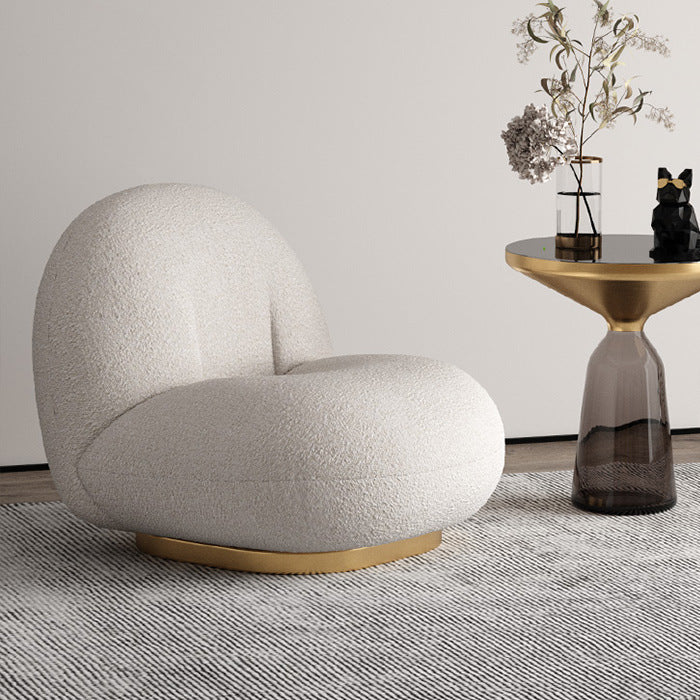 Minimalist Sherpa Solid Wood Metal Round Fluffy Sofa Chair
