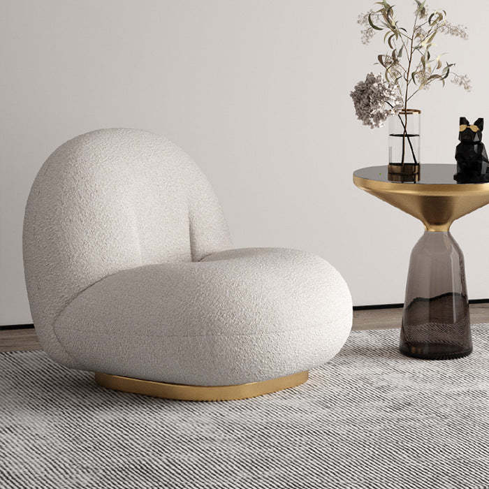Minimalist Sherpa Solid Wood Metal Round Fluffy Sofa Chair