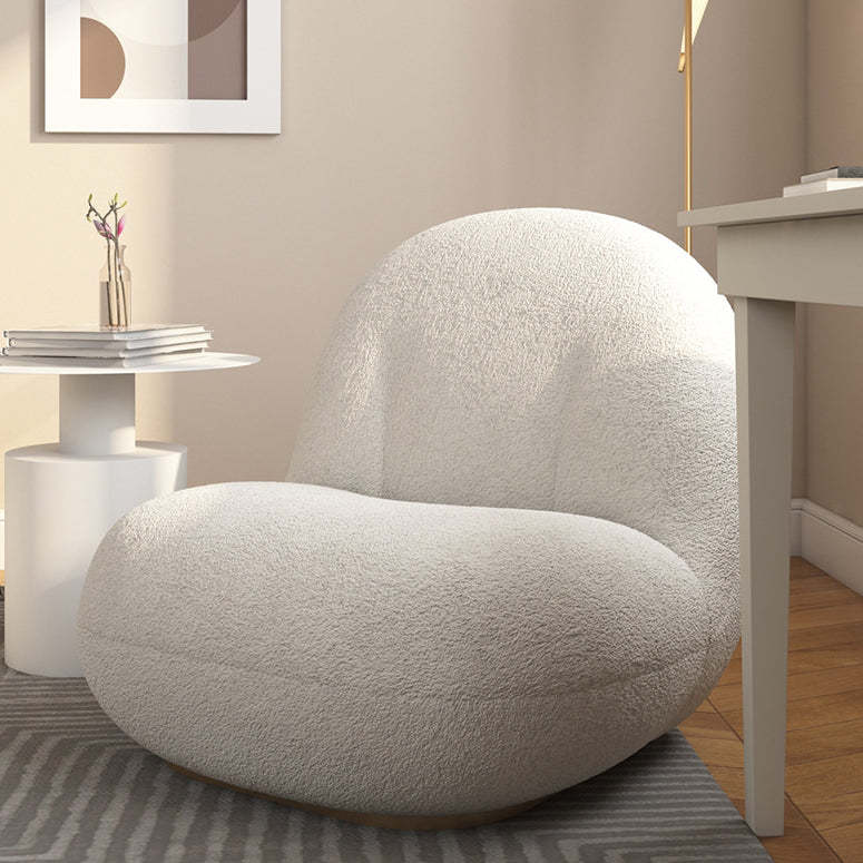 Minimalist Sherpa Solid Wood Metal Round Fluffy Sofa Chair