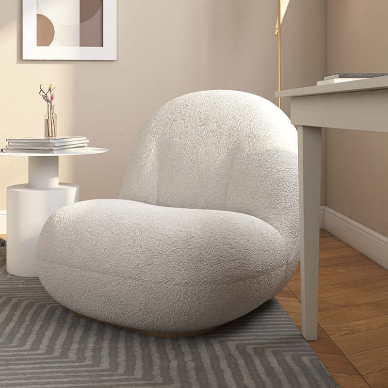 Minimalist Sherpa Solid Wood Metal Round Fluffy Sofa Chair