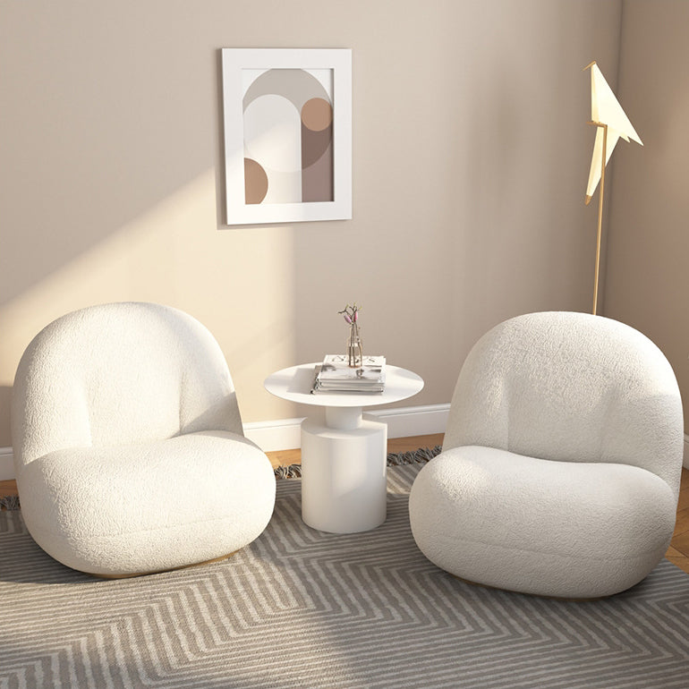 Minimalist Sherpa Solid Wood Metal Round Fluffy Sofa Chair