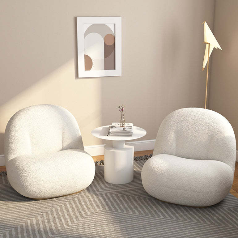 Minimalist Sherpa Solid Wood Metal Round Fluffy Sofa Chair