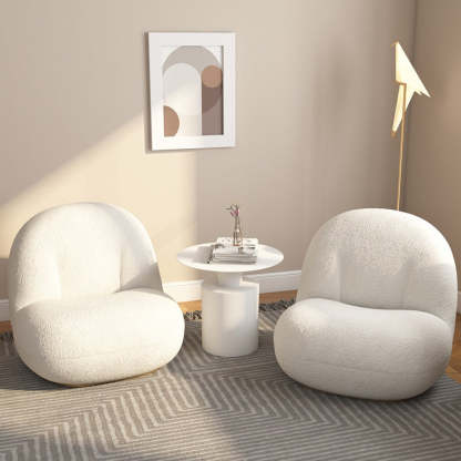 Minimalist Sherpa Solid Wood Metal Round Fluffy Sofa Chair