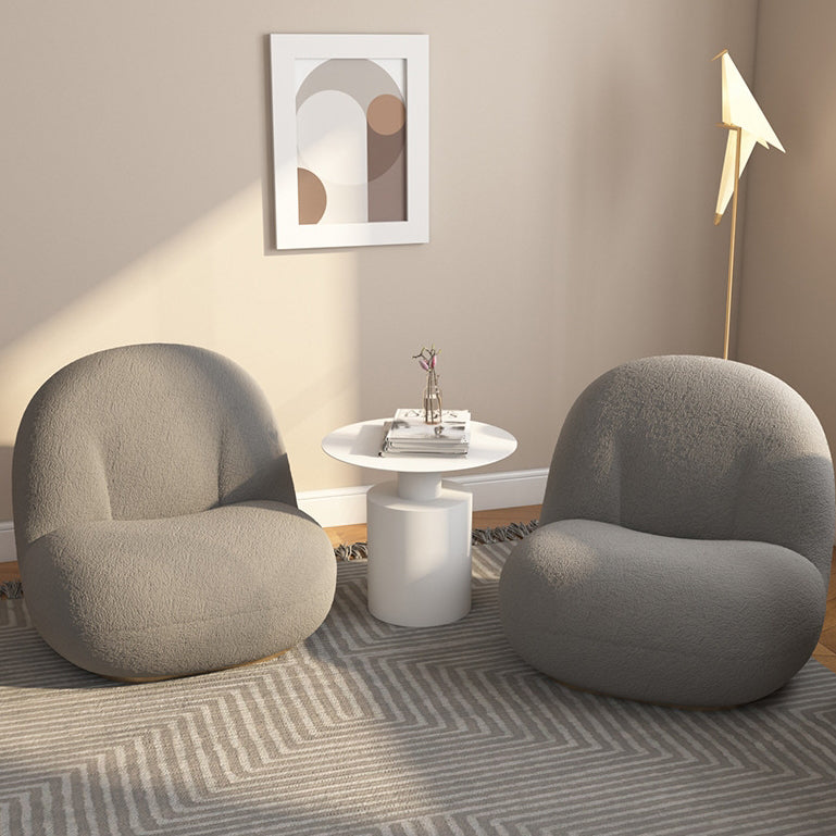 Minimalist Sherpa Solid Wood Metal Round Fluffy Sofa Chair