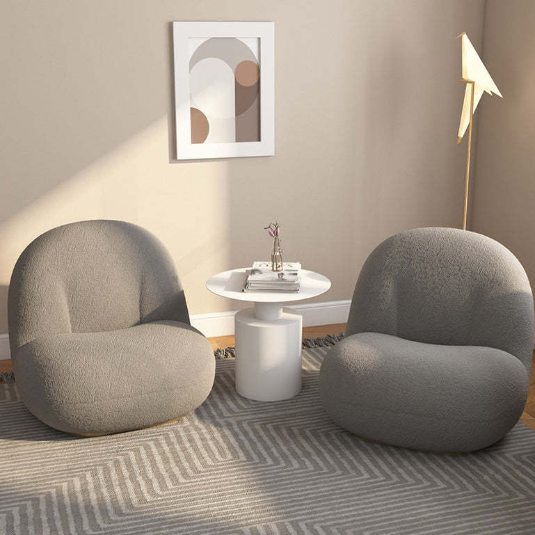 Minimalist Sherpa Solid Wood Metal Round Fluffy Sofa Chair