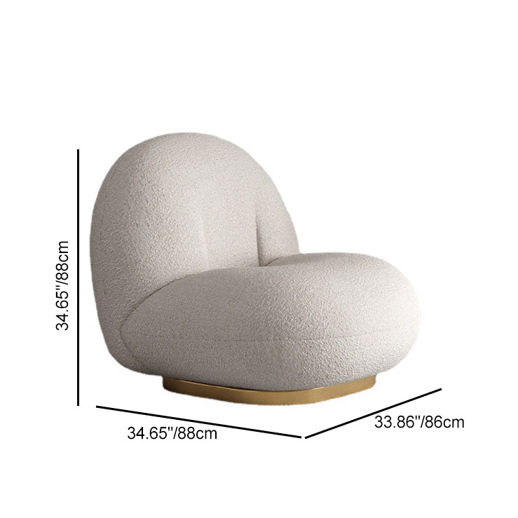 Minimalist Sherpa Solid Wood Metal Round Fluffy Sofa Chair