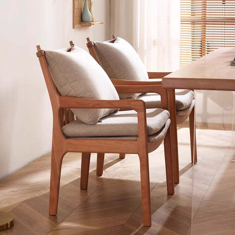 Nordic Solid Wood Fabric Square Dining Chair