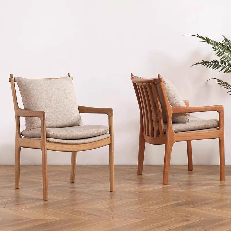 Nordic Solid Wood Fabric Square Dining Chair