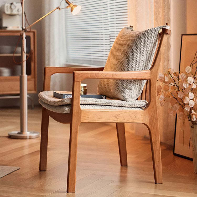 Nordic Solid Wood Fabric Square Dining Chair