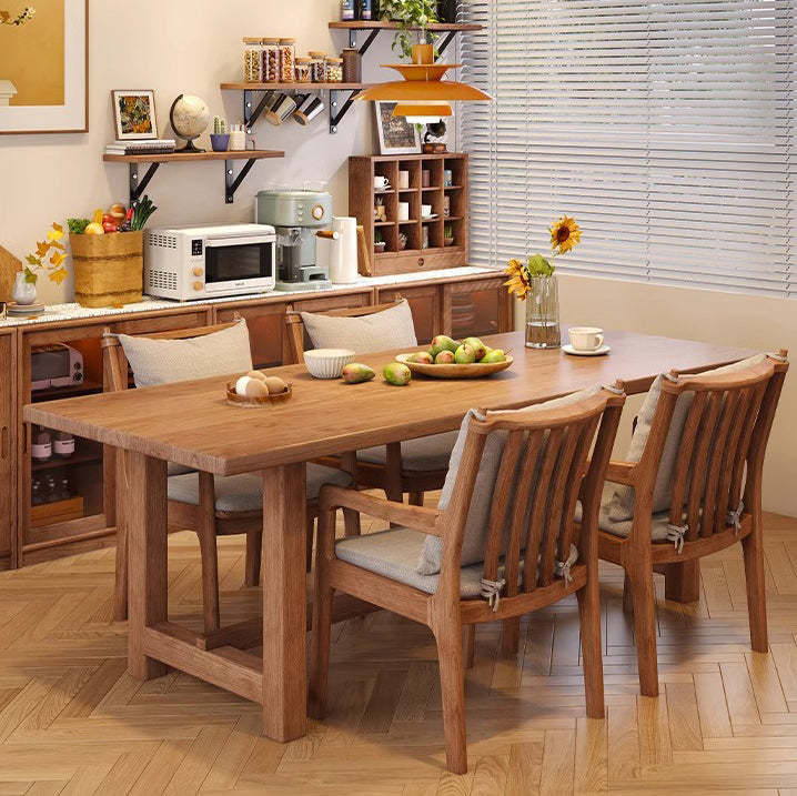 Nordic Solid Wood Fabric Square Dining Chair