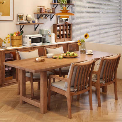 Nordic Solid Wood Fabric Square Dining Chair