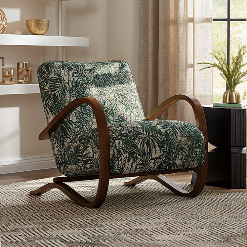 Mid-Century Fabric Carbon Steel Rectangular Accent Chair