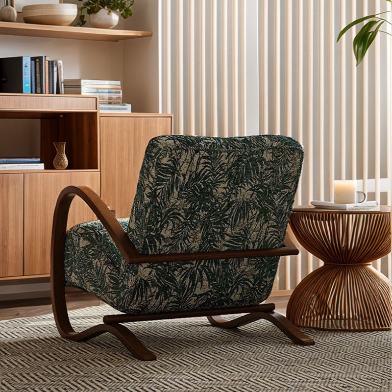Mid-Century Fabric Carbon Steel Rectangular Accent Chair