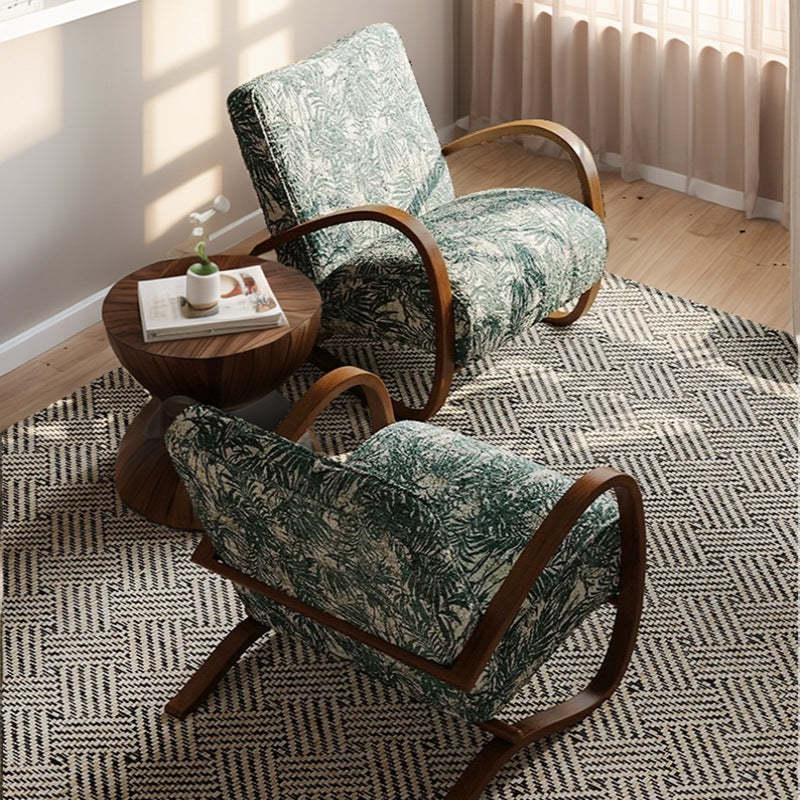 Mid-Century Fabric Carbon Steel Rectangular Accent Chair