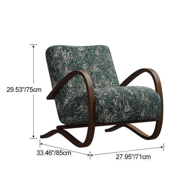 Mid-Century Fabric Carbon Steel Rectangular Accent Chair