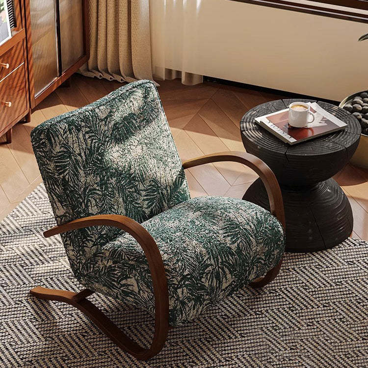 Mid-Century Fabric Carbon Steel Rectangular Accent Chair