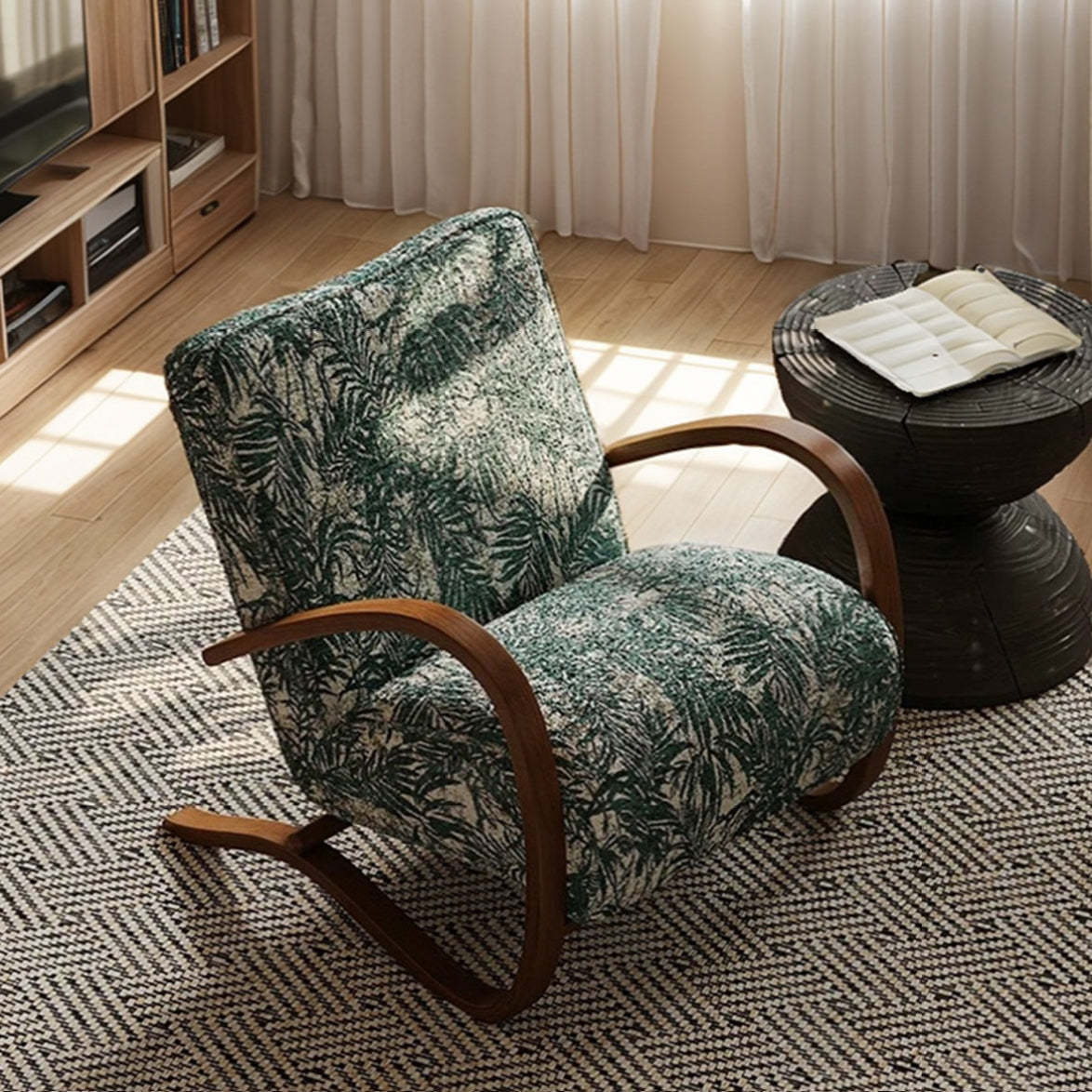Mid-Century Fabric Carbon Steel Rectangular Accent Chair