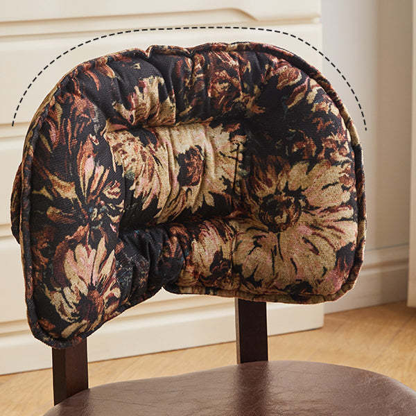 Mid-Century Leather Linen Metal Rounded Low Stool