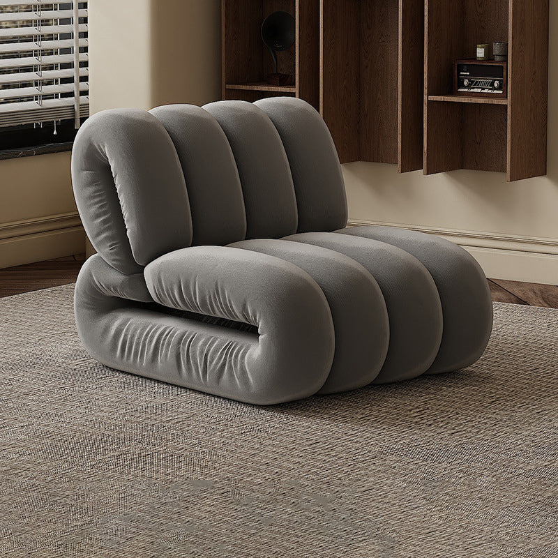 Nordic Velvet Solid Wood Rectangular Striped Accent Chair