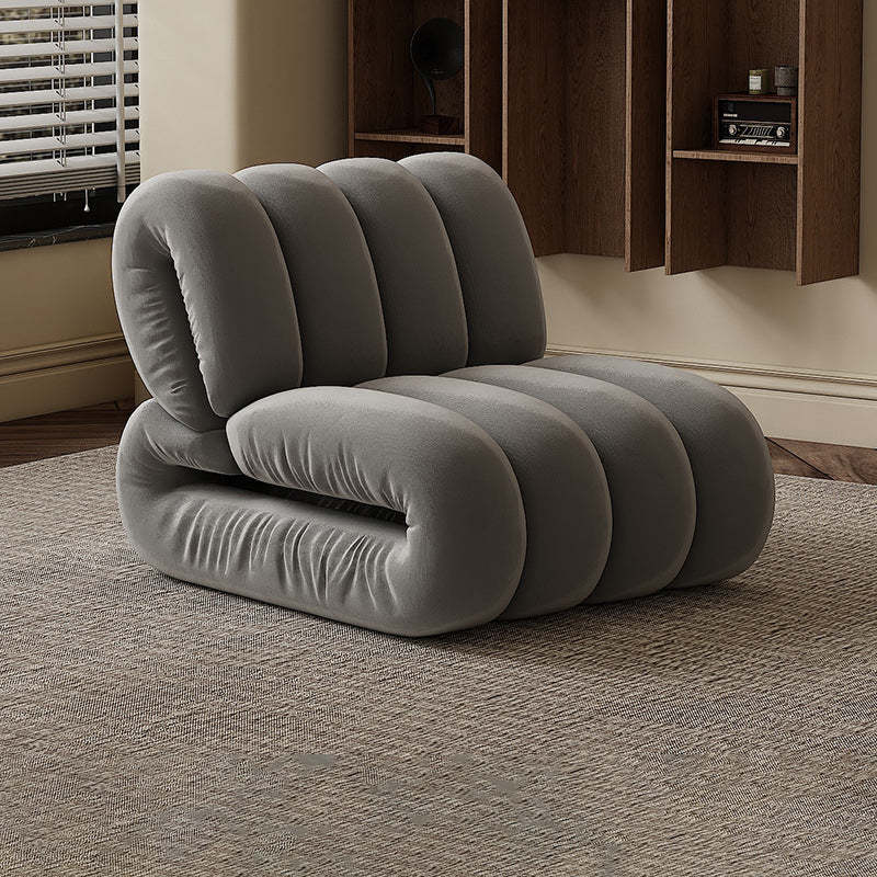 Nordic Velvet Solid Wood Rectangular Striped Accent Chair