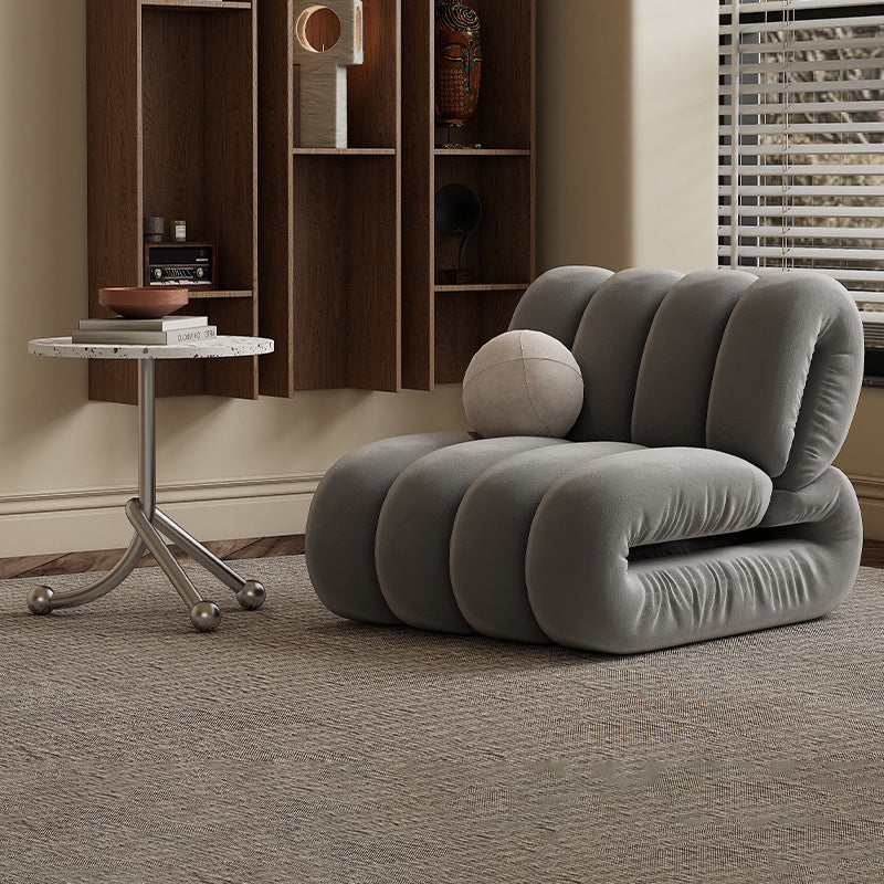 Nordic Velvet Solid Wood Rectangular Striped Accent Chair