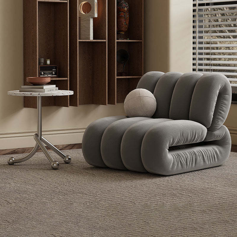 Nordic Velvet Solid Wood Rectangular Striped Accent Chair