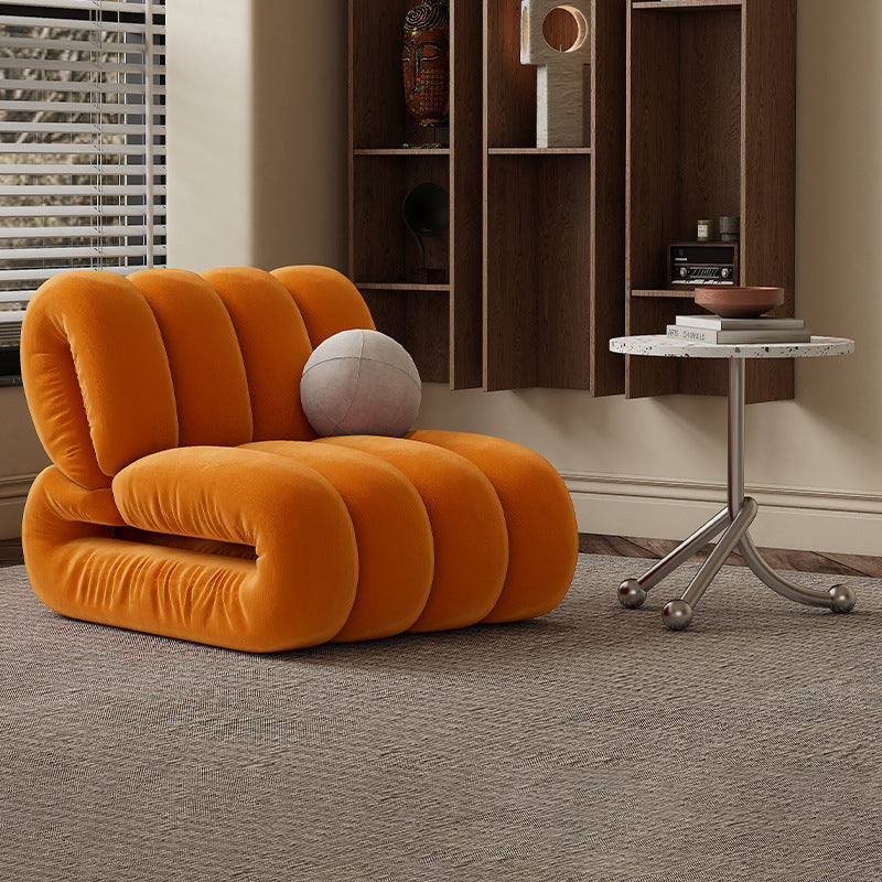 Nordic Velvet Solid Wood Rectangular Striped Accent Chair