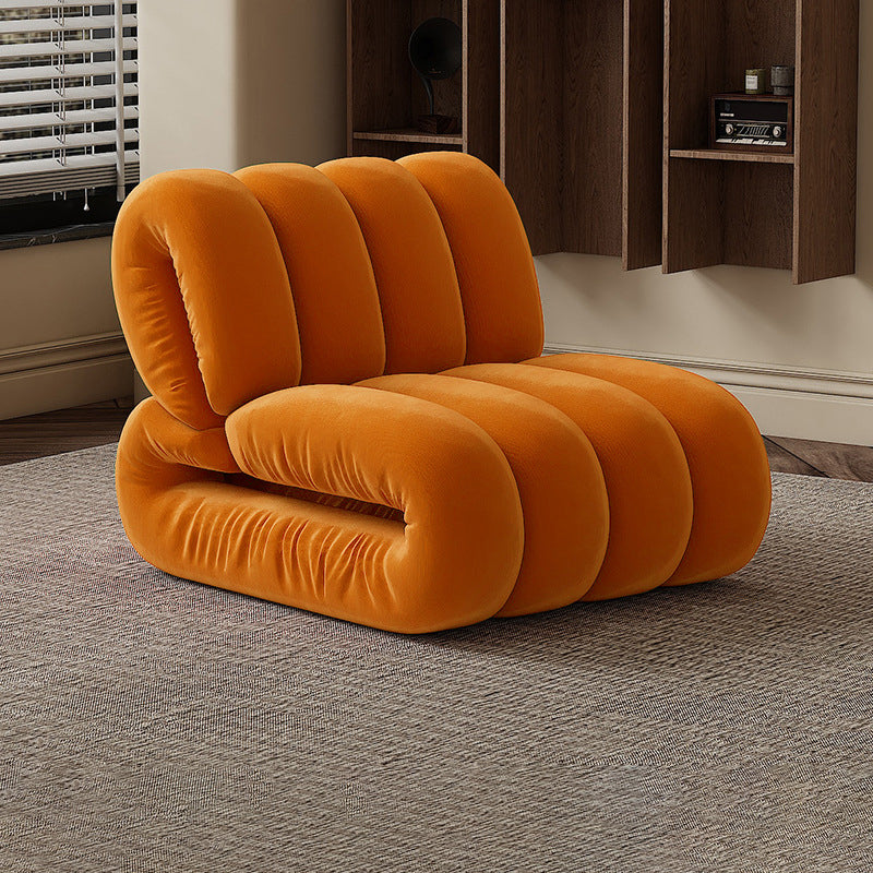 Nordic Velvet Solid Wood Rectangular Striped Accent Chair