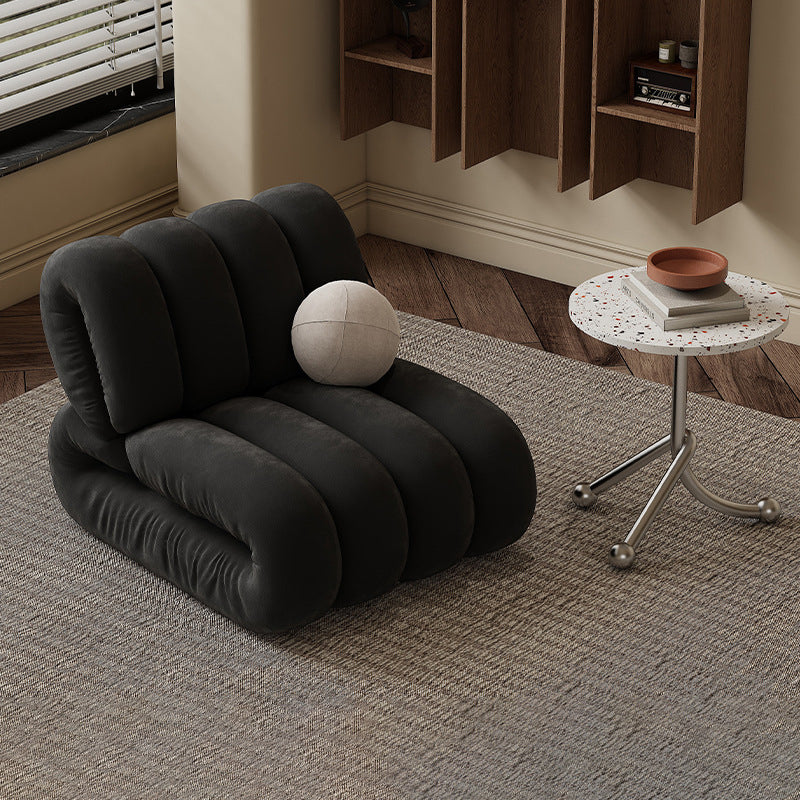 Nordic Velvet Solid Wood Rectangular Striped Accent Chair