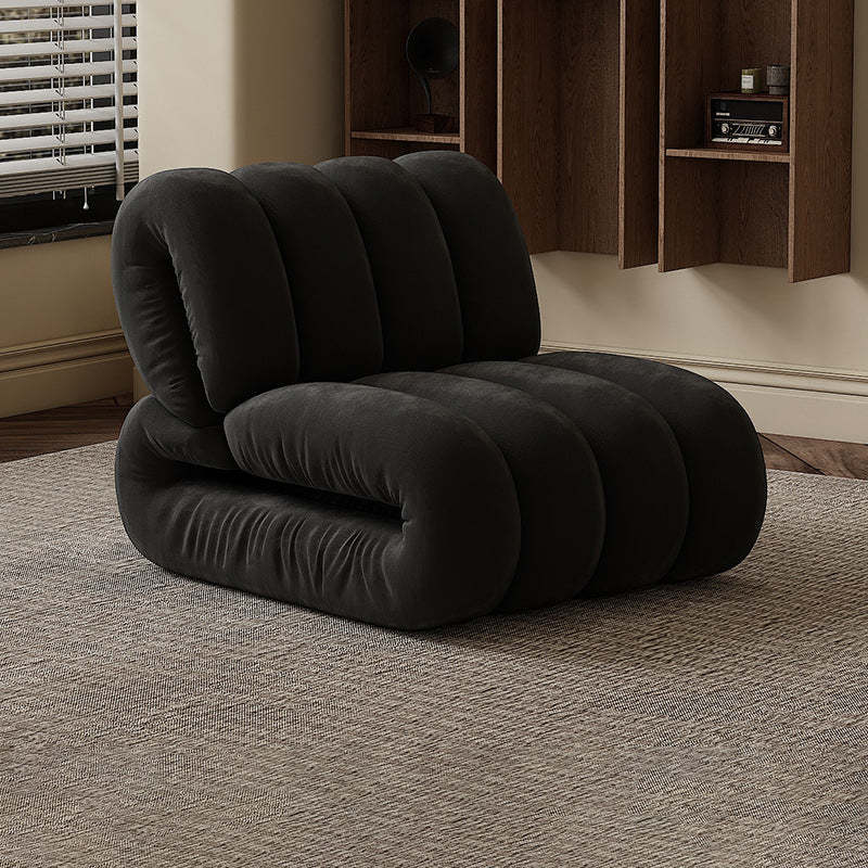Nordic Velvet Solid Wood Rectangular Striped Accent Chair
