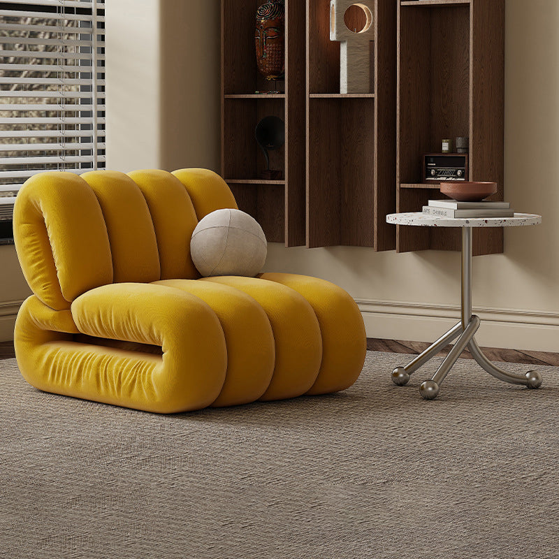 Nordic Velvet Solid Wood Rectangular Striped Accent Chair