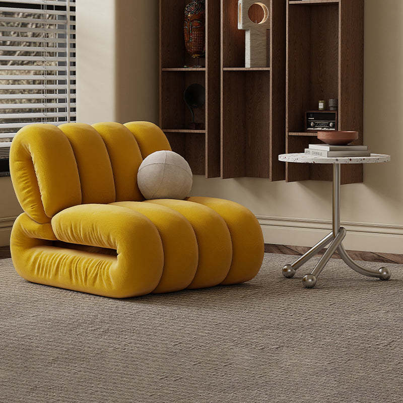 Nordic Velvet Solid Wood Rectangular Striped Accent Chair