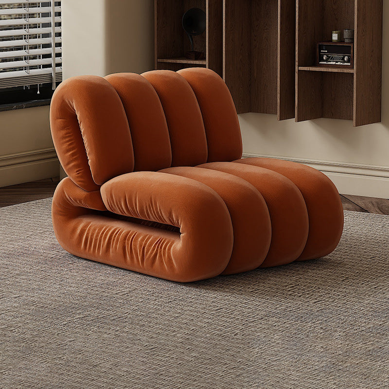 Nordic Velvet Solid Wood Rectangular Striped Accent Chair