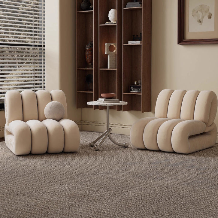 Nordic Velvet Solid Wood Rectangular Striped Accent Chair