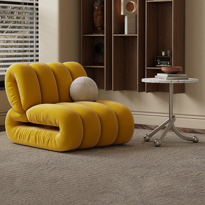 Nordic Velvet Solid Wood Rectangular Striped Accent Chair