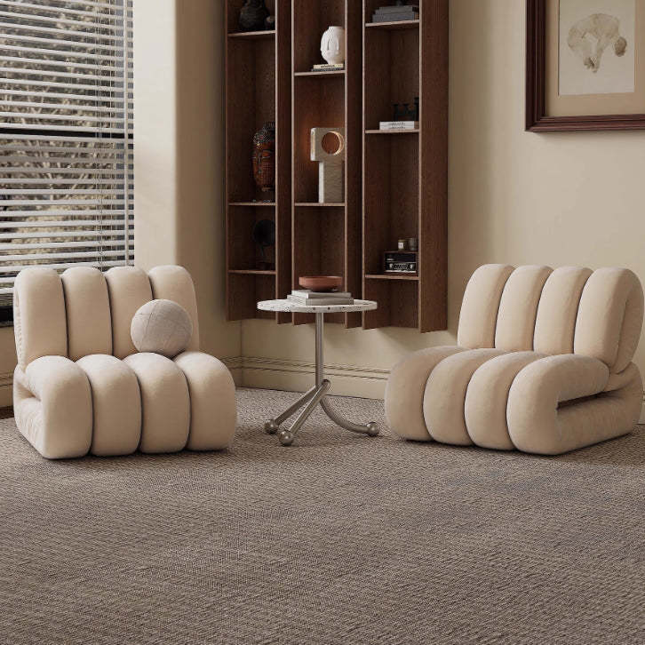 Nordic Velvet Solid Wood Rectangular Striped Accent Chair