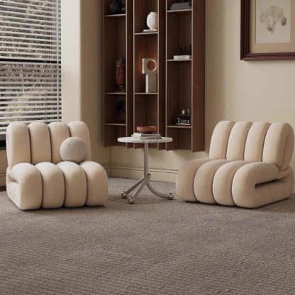 Nordic Velvet Solid Wood Rectangular Striped Accent Chair