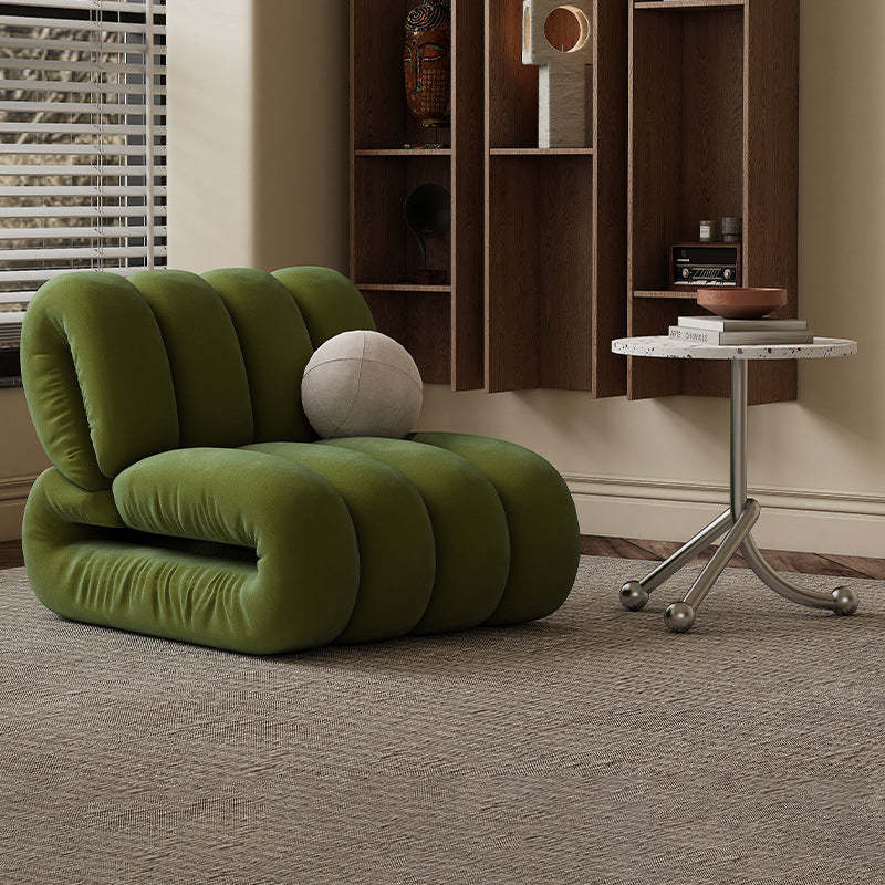 Nordic Velvet Solid Wood Rectangular Striped Accent Chair