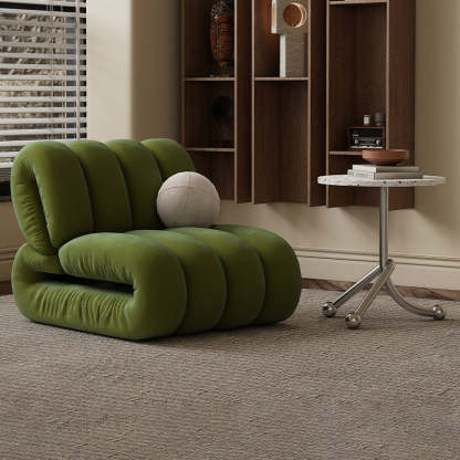Nordic Velvet Solid Wood Rectangular Striped Accent Chair