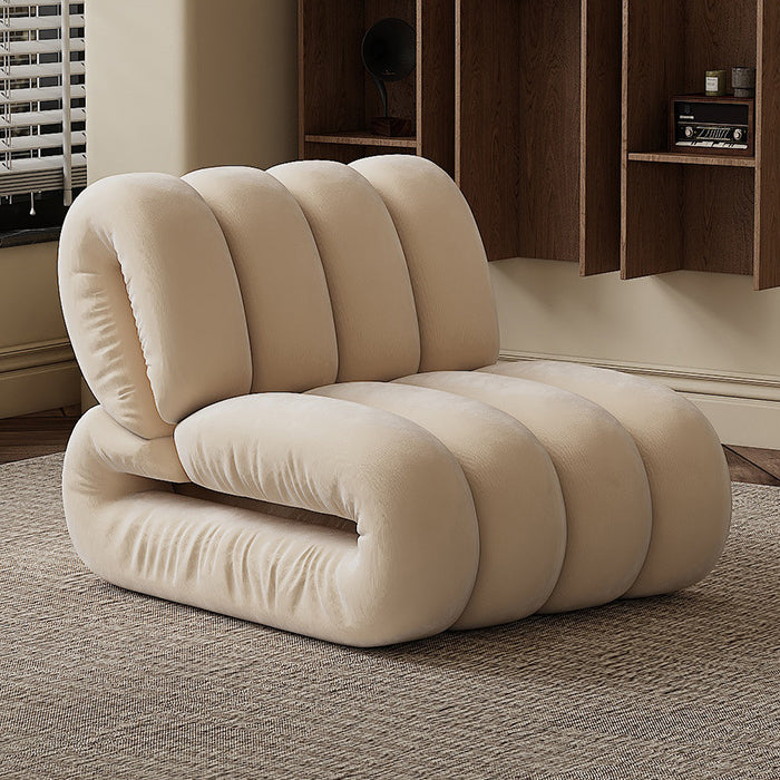Nordic Velvet Solid Wood Rectangular Striped Accent Chair