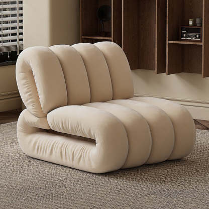 Nordic Velvet Solid Wood Rectangular Striped Accent Chair