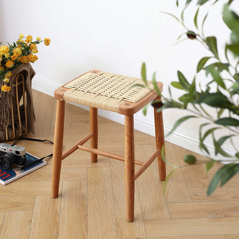 Retro cord vanity oak vanity stools in wood — Natural