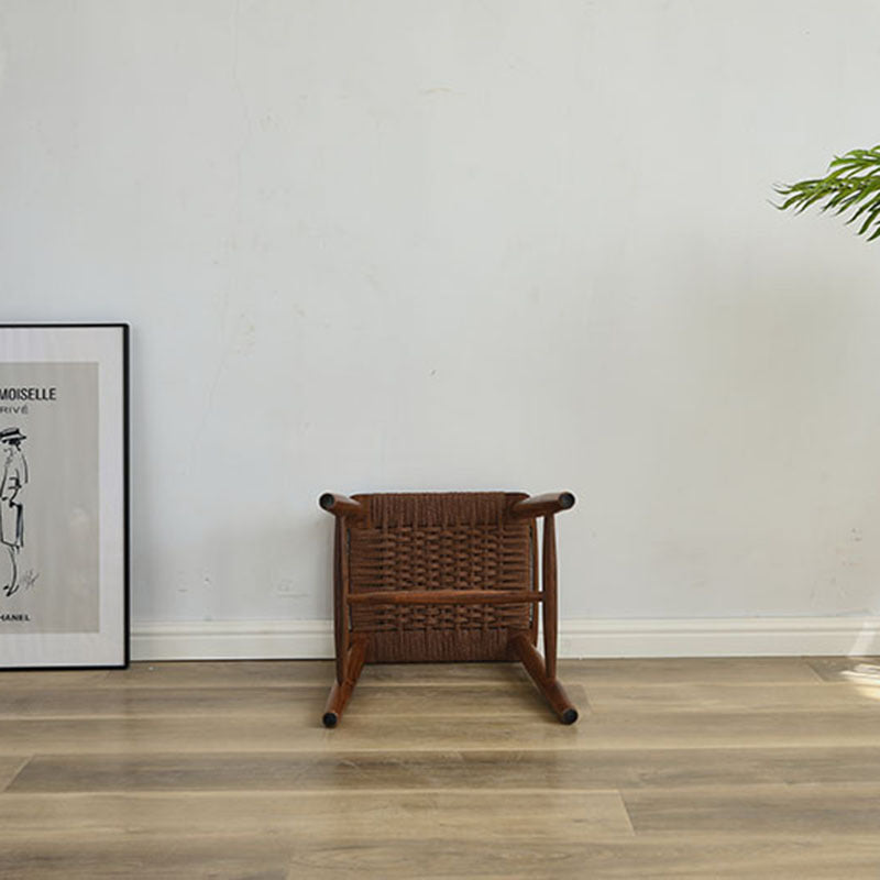 Retro Cherry Oak Walnut Cord Vanity Stool