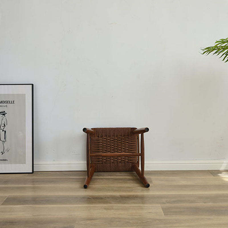 Retro Cherry Oak Walnut Cord Vanity Stool