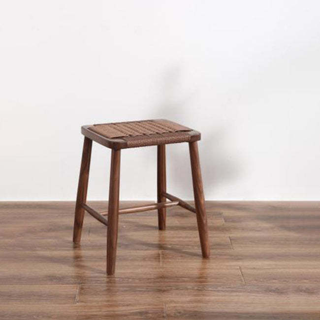 Retro Cherry Oak Walnut Cord Vanity Stool — Cherry Wood - Antique Color