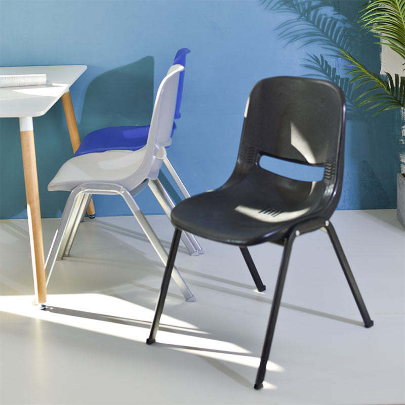 Minimalist Ventilated Steel Desk Chair — Black
