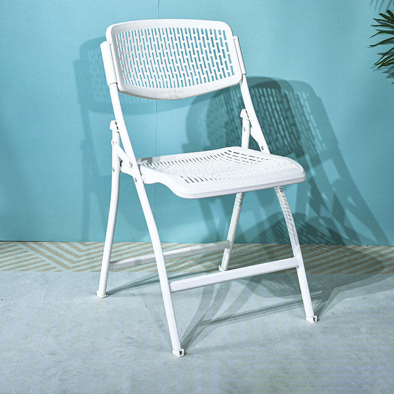 Minimalist Plastic Steel Folding Desk Chair — Blue