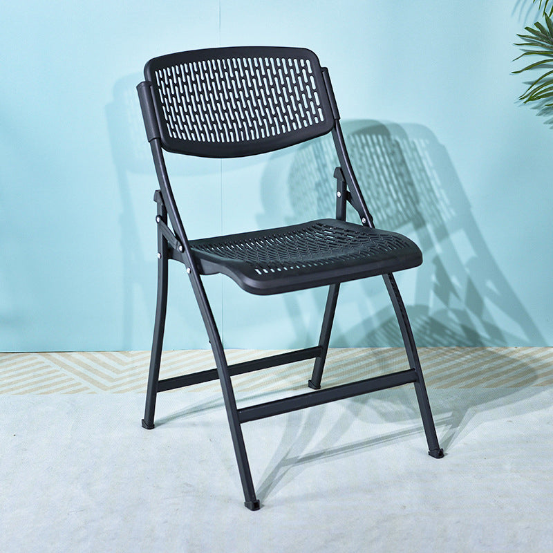 Minimalist Plastic Steel Folding Desk Chair — Gray