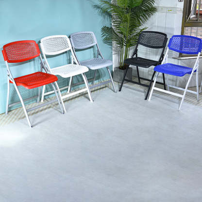 Minimalist Plastic Steel Folding Desk Chair — White